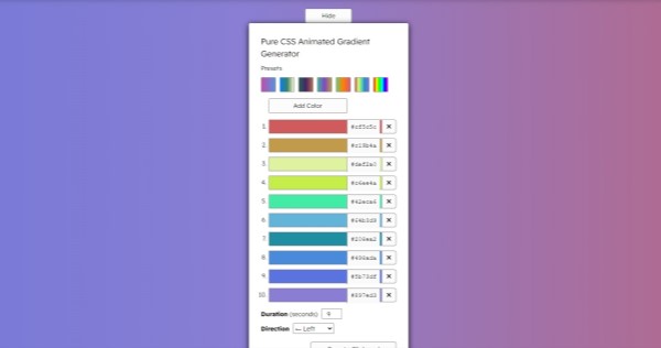 Pure CSS Animated Gradient Generator