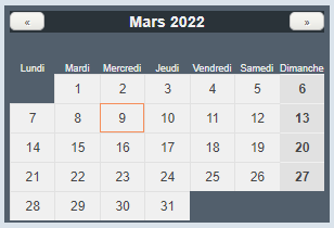 Widget Calendrier