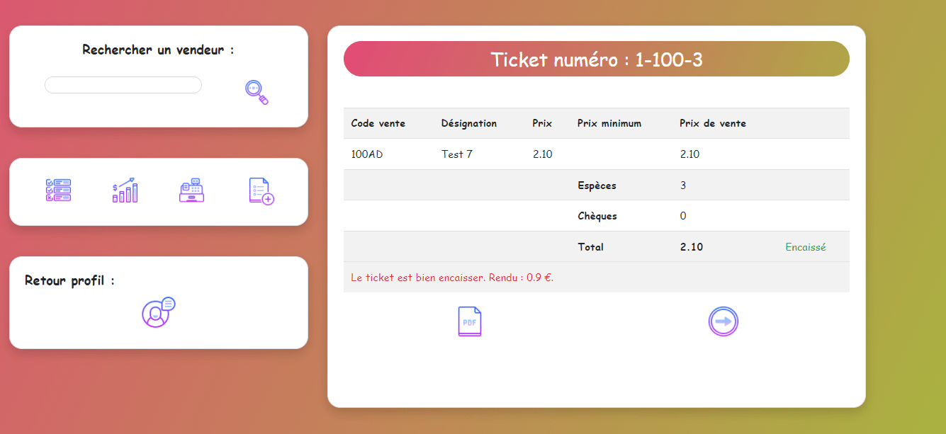 Encaisser un ticket
